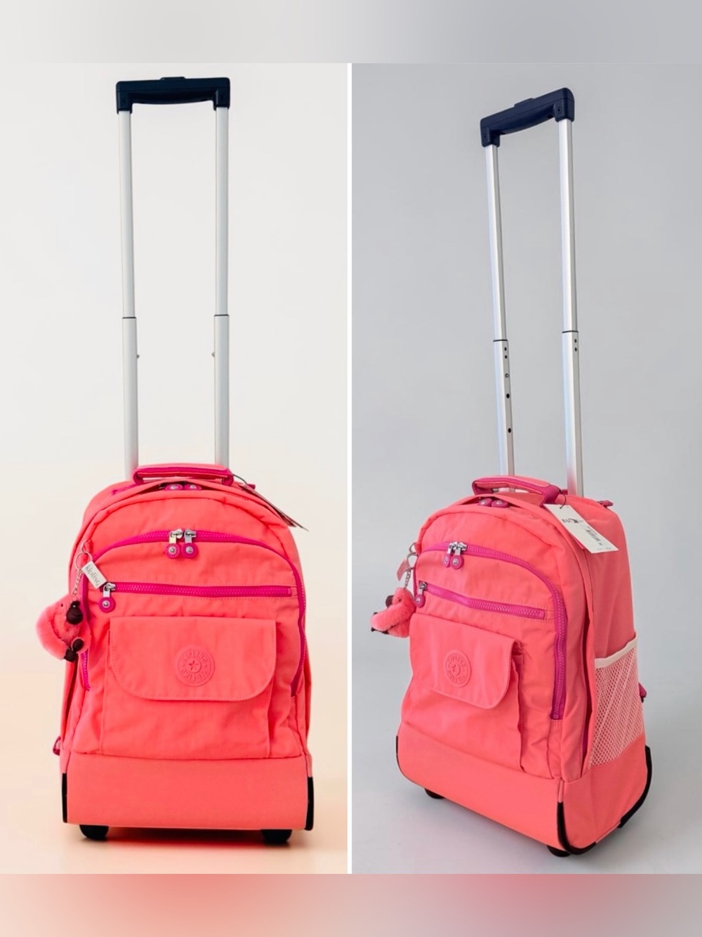 kipling Sanaa Rolling School backpack Pink Burst